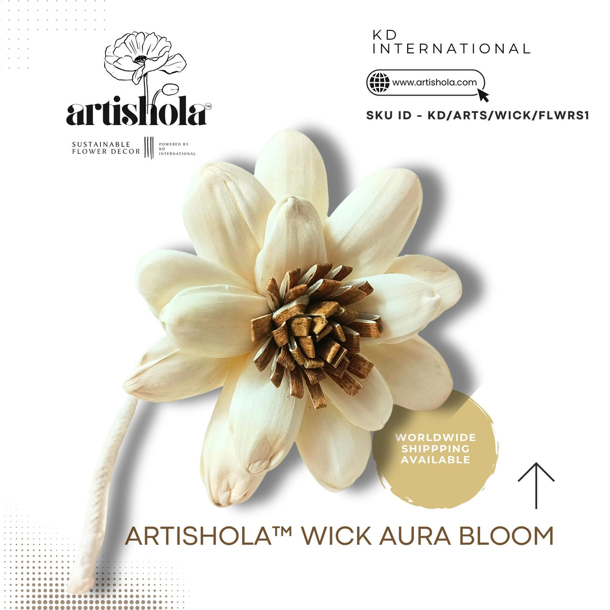 Artishola™ Wick Aura Bloom - sola wood flower with wick