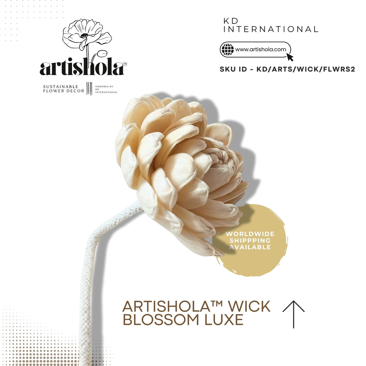 Artishola™ Wick Blossom Luxe - sola wood flower with wick