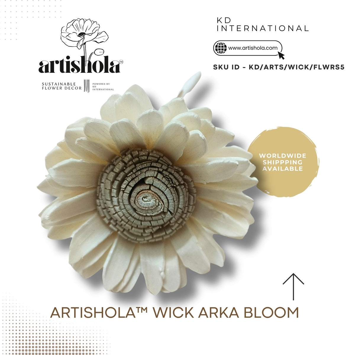 Artishola™ Wick Arka Bloom - sola wood flower with wick