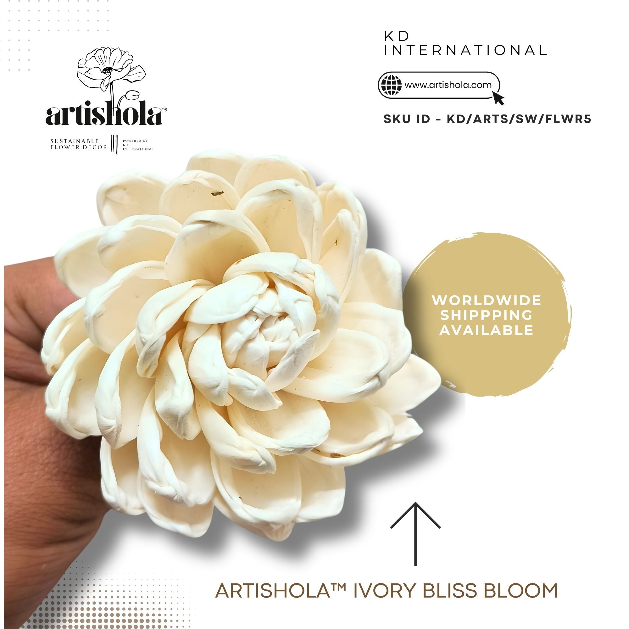 Artishola™ Ivory Bliss Bloom - sola wood flower